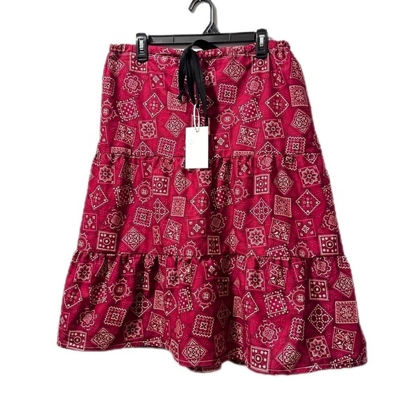 Tiered skirt handmade western cowboy red white adjustable - Picture 1 of 5